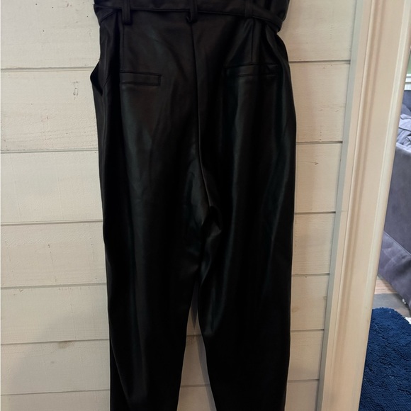 Lucy Paris Faux Leather Paperbag High Waist Ankle Pants Black - Picture 11 of 16